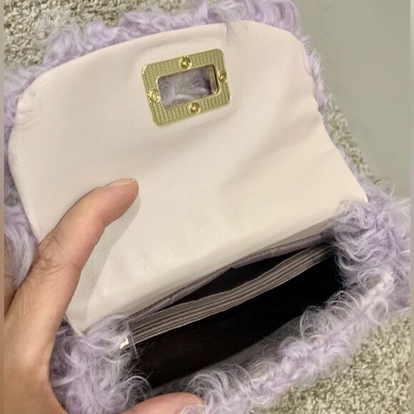 Handmade Genuine Curly Shearling Bamboo handle Bag/Shoulder Bag/Crossbody - Picture 13 of 16